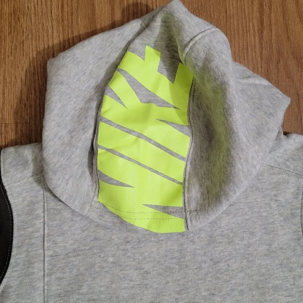 Nike Sportswear NSW Jacket Hoodie Gray Black Yellow Fleece Unisex Kids Size 7